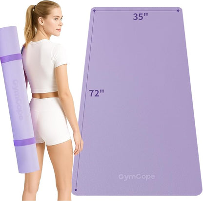 Extra Large Yoga Mat - 72"x35", 72"x48", 78"x57" - Wide TPE Exercise Mat for Home, Stretching, Couples & Family Workouts - 6-12mm Thick, Non-Slip & Waterproof - with Carry Bag and Straps