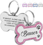 Dog Tags Personalized for Pets Dog Name Tags Personalized Dog Tag Engraved with Any Name & Text Custom Dog ID Tags Glitter Bone ID Tag for Puppy Cat (Pink S, Bone)