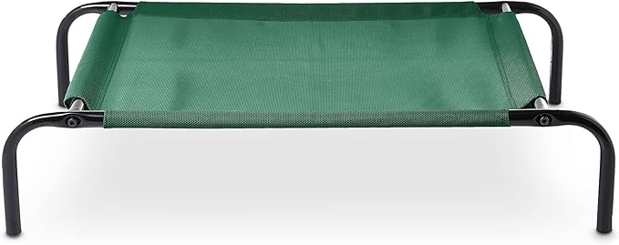 Amazon Basics Cooling Breathable Elevated Dog Bed with Metal Frame for Small Dogs, 36 x 22 x 7.5 Inch, Green