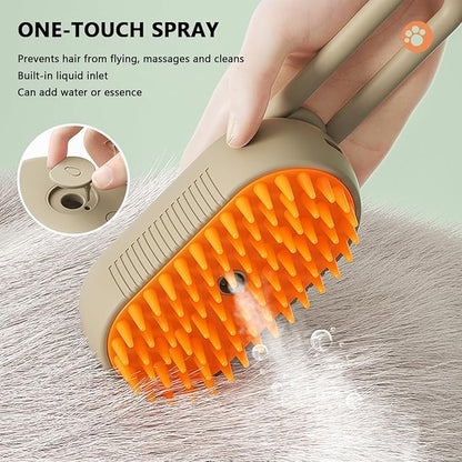 3 in 1 Cat Steam Brush, Pet Steam Cats Brushes Rechargeable Anti-Static Grooming Brushe, Vibration Massage Cleaning Shedding & Combing Multifunctional Hair Removal Comb for Cats Dog (White)