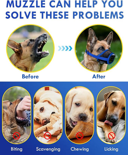 Dog Muzzle, Soft Air Mesh Muzzle for Small Medium Large Dogs Anti Biting Barking Chewing, Breathable Drinkable Adjustable Loop Pets Muzzle for German Shepherd Husky Labrador Retriever (Blue,M)