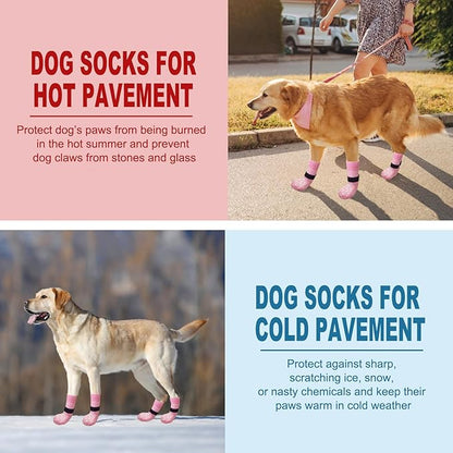 EXPAWLORER Anti Slip Dog Socks to Prevent Licking Paws, Dog Shoes for Hot Pavement, Dog Booties for Small Medium Large Senior Dogs, Traction Control Dog Boots & Paw Protectors for Hardwood Floors