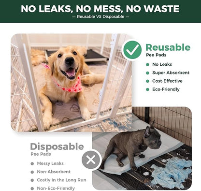 FXW Washable Pee Pads for Dogs, Puppy Pads with Super Absorbent, Specifically Designed for FXW Rollick/Homeplus 24inch 8 Panels Dog Playpen, 63" Square, Khaki, 2 Packs