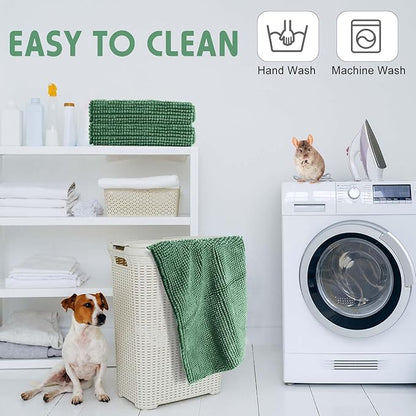 Amylove 4 Pcs Guinea Pig Cage Liner Guinea Pig Bedding Washable Fleece Pee Pads Reusable Small Animals Training Mat Small Animal Sleeping Bed for Bunny Hamster(Dark Green,16 x 24 Inch)