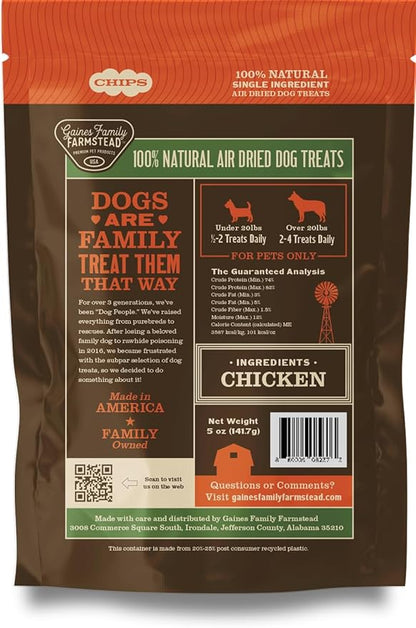 Gaines Family Farmstead Chicken Chips for Dogs – 6 oz Natural, High-Protein Dog Treats, Rawhide-Free Chews, Single Ingredient, Grain-Free, Made in USA