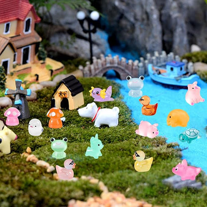 200 Pcs Mini Resin Animals Kit Accessories Variety Pack Glow Animal Figurines Resin Mini Ducks Figurines Accessories for Variety Pack for Garden Micro Landscape Aquarium Potted Dollhouse Decor