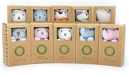 100% Organic Cotton Baby Toys Blue Teddy Bear 6.5" Stuffed Animals for Newborn