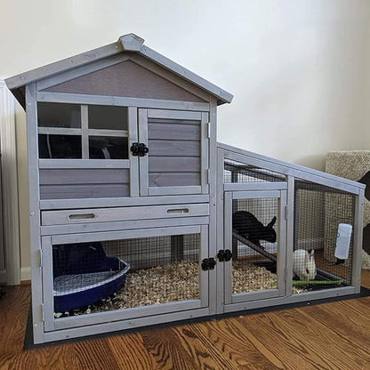 Aivituvin Rabbit Hutch Outdoor Chickecn Coop Indoor Bunny Cage with Pull Out Tray,Upgrade Version,Removable Bottom Wire Mesh 53.4" L x 23.6" W x 38.1" H