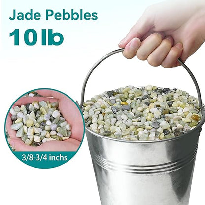 10 lbs Jade Pebbles for Indoor Plants, 3/8" Plant Rocks for Pots Indoor, Decorative Small Stones for Plants, Bamboo,Vase, Succulent, Highly Polished Small River Rocks