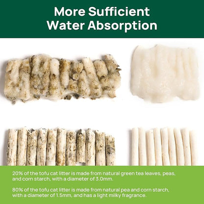18lbs Tofu Cat Litter Clumping, Flushable, Dust-Free, Low Tracking, Lightweight, Ultra Absorbent and Fast Drying, 100% Natural Pea Husk Kitty Litter Solubility in Water, (9lbs×2bags)
