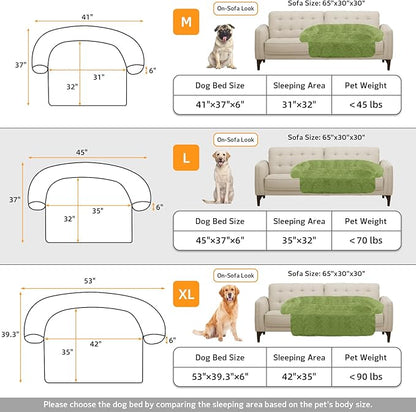 GGIB Calming Dog Bed Fluffy Plush Dog Mat for Furniture Protector with Removable Washable Cover for Large Medium Small Dogs and Cats (Large, Grass Green)