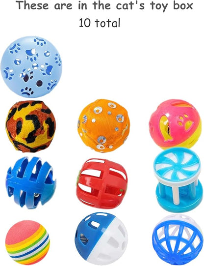 10-Pack Cat Toy Balls with Bells for Kittens and Cats of All Breeds (1.5'' - 2.2'', Cat Toys Deluxe Pack)