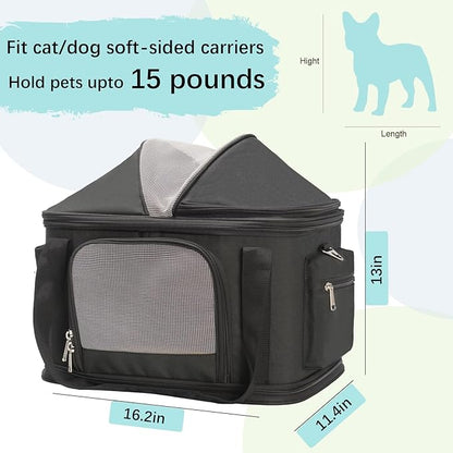 2-in-1 Stylish Dog Purse Carrier Soft-Sided Carriers Travel Tote Bag for Small Dogs Cats, Fashion Foldable Pet Bag for Puppies Small Animals with Pockets (Black, 16.2" x 11.4" x 13")