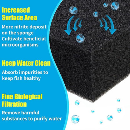 AQUANEAT 2 Pack Aquarium Bio Sponge Filter Media Pad Cut-to-Size Open Cell Foam Sheet for Fish Tank Sump (7.5" x 4.7" x 2.75")