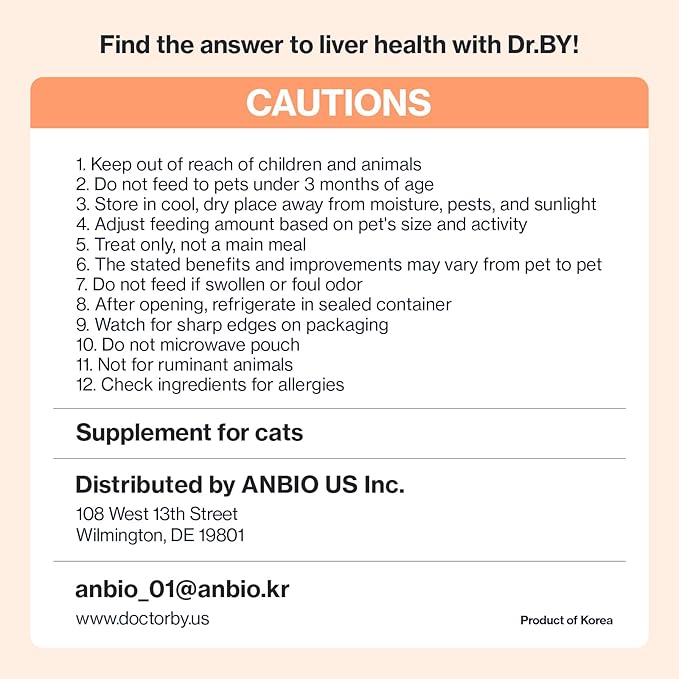 Dr.by Cat Liver Guard Squeezable Liver Supplement for Cats Feline Hepatic Support with Milk Thistle, Artemisia annua(SPB-201), Taurine lickable Formula Individually Packaged