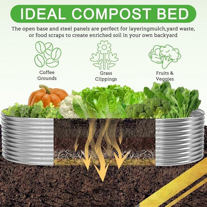 FRIZIONE 2pcs Tall Galvanized Raised Garden Bed Outdoor,Steel Garden Bed for Vegetables,Above Ground Garden Box for Flower,Metal Raised Beds for Gardening