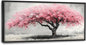 Extra Large Framed Pink Tree Wall Art,Abstract Tree of Life Wall Decor,Pink and Grey Pictures for Living Room,Canvas Print Painting Modern Artwork Bedroom Office Bathroom Home Decor 60L x30W