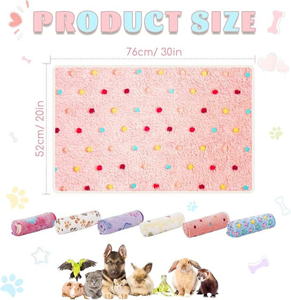 6 Pack Guinea Pig Cage Liner, Washable Guinea Pig Fleece Blankets Beding Accessories, Flannel Throw Warm Sleep Mat, Pet Pee Pads for Small Animal Hamster Rabbit Puppy Cat (Light Color, 30x20 Inch)