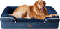 EHEYCIGA Orthopedic Dog Beds for Extra Large Dogs, Waterproof Memory Foam XL Dog Bed with Sides, Non-Slip Bottom and Egg-Crate Foam Big Pet Couch Bed with Washable Removable Cover, Navy