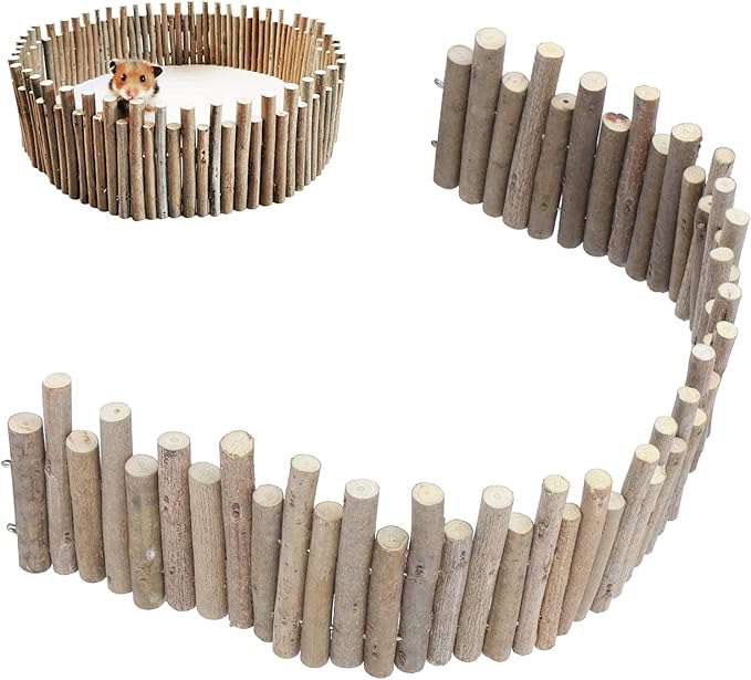 Ejoyous Hamster Wooden Bridge, Wood Ladder Hamster Fence Hideout Cage Bedding Climbing Toys for Syrian Hamsters Gerbil Small Animals (60CM Fence)