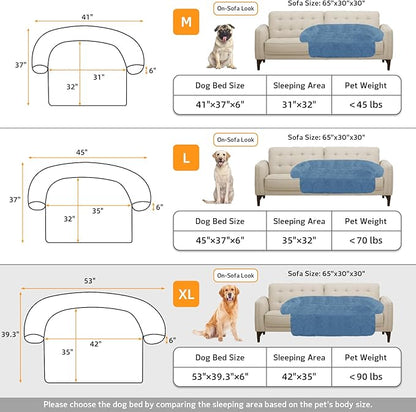 GGIB Calming Dog Bed Fluffy Plush Dog Mat for Furniture Protector with Removable Washable Cover for Large Medium Small Dogs and Cats (Extra Large (53x39.3x6), Navy)