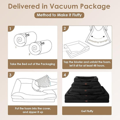 EHEYCIGA Memory Foam Dog Bed for Medium Size, Orthopedic Dog Sofa with Sides and Waterproof Liner, Washable Bolster Pet Couch with Removable Cover, 30x20x6.5 Inch, Black