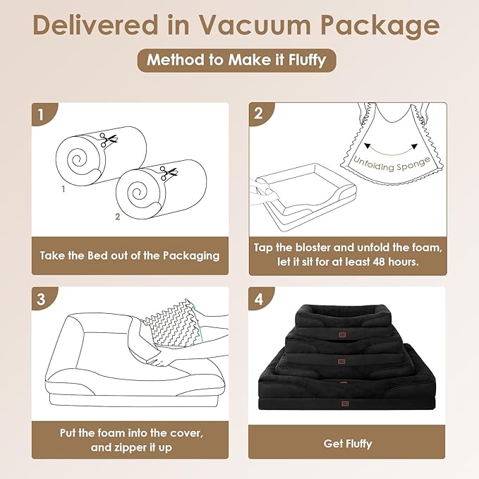 EHEYCIGA Memory Foam Dog Bed for Large Sized, Orthopedic Dog Sofa with Sides and Waterproof Liner, Washable Bolster Pet Couch with Removable Cover, 41x27x7.5 Inch, Black