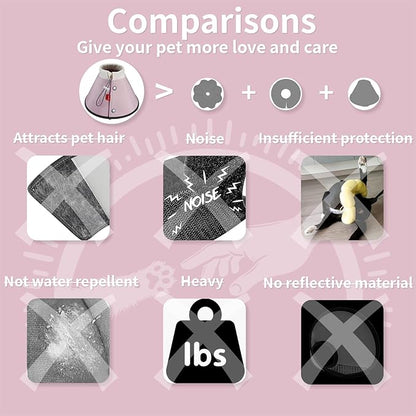 Agape Soft Cone for Cats & Small Dogs, Comfy Pet Cone to Stop Licking, Adjustable Cat E Collar Alternative After Surgery, Protective Elizabethan Collar for Pup & Kitty, Water Repellent Recovery Cone