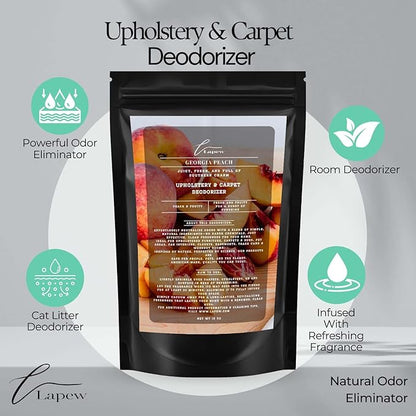 Georgia Peach Carpet Freshener Powder: Powerful Odor Eliminator for Home, Upholstery Deodorizer, Carpet Deodorizer, Pet Urine, Cat Litter Box - Georgia Peach Fragrance