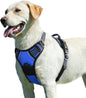 Eagloo Dog Harness for Large Dogs, No Pull Service Vest with Reflective Strips and Control Handle, Adjustable and Comfortable for Easy Walking, No Choke Pet Harness with 2 Metal Rings, Blue, L