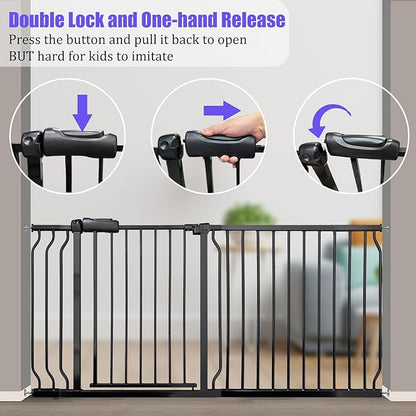 Extra Wide 76.4-81 Inch Large Baby Gates for Stairs, Doorways - No Drilling, Pressure Mounted Pet Gates for Kids & Dogs