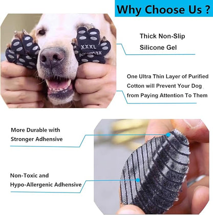 Dog Paw Protector Gripper Traction Pads,Dog Paw Covers,Foot Stickers in Summer Hot/Winter Cold Pavement,Dog Shoes Booties Socks Replacement,12 Sets (48 pcs) XXL Black