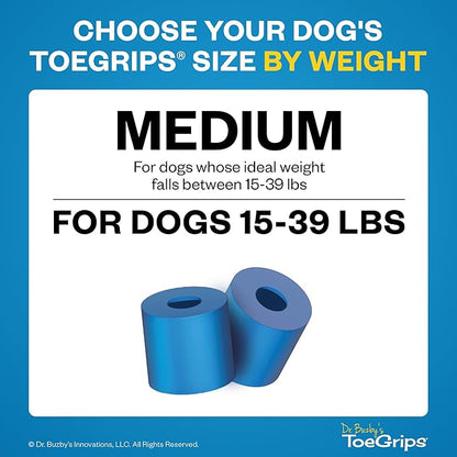Dr Buzby's Medium ToeGrips for Dogs - Instant Traction on Wood/Hardwood Floors - Anti Slip Relief - Grippers for Senior Dogs - Stop Sliding Instantly - Rubber Nails for Paws - 1 Pack (20 Grips)