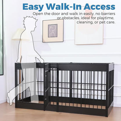 Dog Playpen, 35.4" Height Dog Pen Indoor, Heavy Duty, Safe and Sturdy, Furniture Style Puppy Pen (12 Panels (35.4" High), Black)