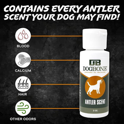DogBone Shed Hunting Dog Training Kit – Train Your Puppy to Find Deer Antlers - Includes 2 oz Scent for Nosework & Flexible Floating Dummy for Retrieving - Perfect for Whitetail Hunters