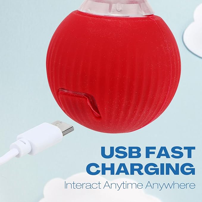 2 Pcs Interactive Rolling Cat Dog Toy Ball, Electric Cat Ball Toy Smart Automatic Self Rolling Dog Ball Toys, 360° Smart Rolling Ball Toy Electric Balls for Dog Cat (Red)