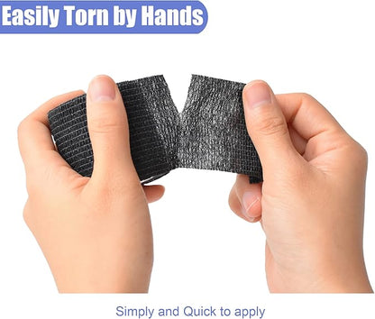9 Pack 2" x 5 Yards Self Adhesive Bandage Wrap Self Stick Wrap for Ankle, Wrist, Finger, Sports, Breathable Cohesive Vet Tape for Pets (Black)