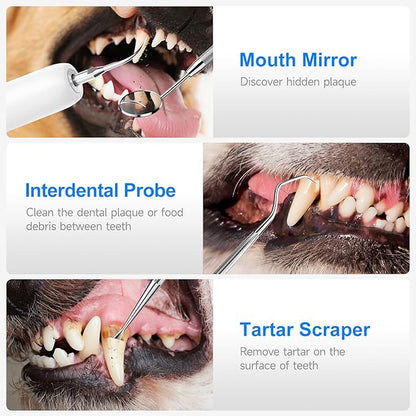 Electric Dog Plaque & Tartar Remover - Pet Teeth Cleaning Kit with LED Light, 5 Adjustable Modes, Safe and Low Noise – Easy Home Dental Care for Dogs and Cats