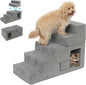 Dog Stairs for Small Dogs 23” H, 5-Step Dog Steps for High Bed, High-Density Foam Pet Stairs with Non-Slip Removable Washable Cover to Get on Bed
