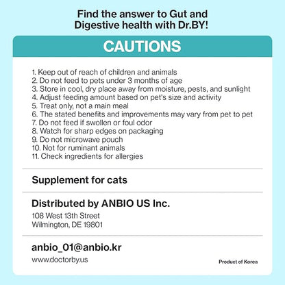 Dr.by CAT BIOME Cat Probiotics - Digestive & Gut Support for Cats, Diarrhea Relief, Immunity Booster with Lactiplantibacillus plantarum Lickable Formula Individually Packaged