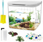 0.8 Gallon Small Fish Tank Kit, Aquarium Starter Kit with Super-Quiet Water Pump, Rain Filtration, Self Cleaning Filtration, LED Light, Easy Changing Water (White)