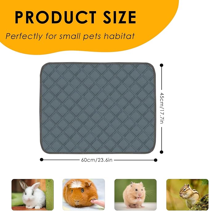 4 Pack Guinea Pig Cage Liners Washable Guinea Pig Bedding Reusable Waterproof Super Absorbent Guinea Pig Pee Pads Anti Slip Mat for Small Animals Rabbit Hamster Rat - 24" x 18"