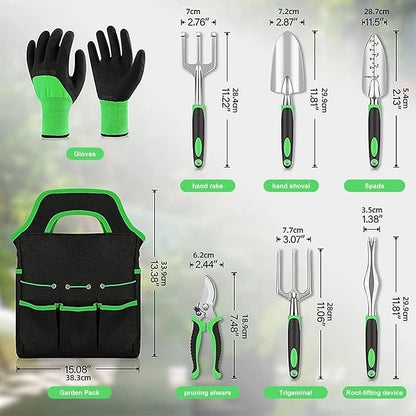 8-Piece Heavy-Duty Gardening Tools with Ergonomic Handles and Storage Bags Make A Wonderful Gift for Parents