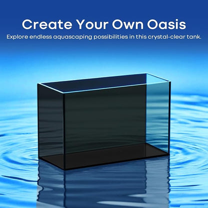 2.6 Gallon Glass Fish Tank Cube, Small Aquarium Fish Bowl for Betta Goldfish Snails Shrimp Aquatic Planting, Easy to Maintain Ultra Clear Rimless Design for Desktop Small Spaces