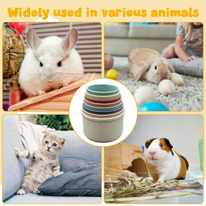 8 Pcs Stacking Cups for Small Animal Toys,Nesting Rabbit Toys of Different Sizes,Safe Plastic Colorful Nesting Toys for Bunny Guinea Pig Hiding Food and Playing
