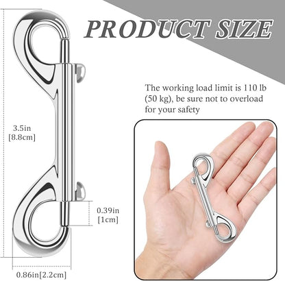 ERKOON 3.5 inch Double Ended snap Hooks,110lbs Metal Clips Load Capacity Zinc Alloy Double Sided Clips Heavy Duty Trigger Snap for Dogs Leashes/Water Bucket/Horse Feed/Hammocks Bolt snap