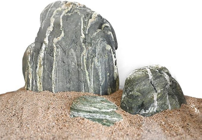 Aquarium Stone Green River Rock 40LB Rocks aquascaping Fish Tank Decor Rocks for Aquariums Fairy Gardens Model Railroads Dioramas Wargaming Mosaic Art（4-10inch / 7PCS）