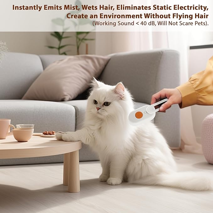 4 in 1 Cat Steam Brush, Rechargeable Steam Brush for Cats and Dogs, Anti-Static Cat Spray Brushes, Massage, Cleaning, Shedding & Combing All In One! White