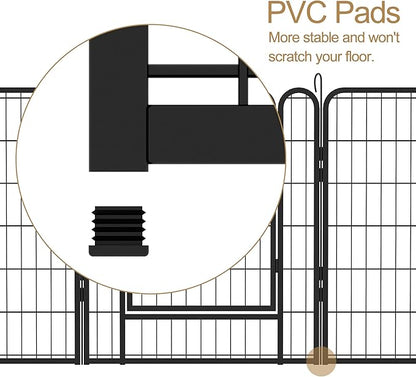 Dog Playpen, Outdoor Dog Fence, 8 Panels, 40" H Dog Pen for Large/Medium/Small Dogs, Heavy Duty Metal Pet Fence with Gate, Portable Dog Fence for RV Camping and Yard (Black)