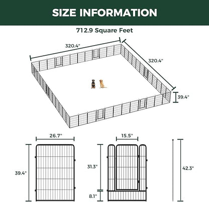 FXW Rollick Unleashed Dog Playpen for Indoor, Yard, RV Camping, 40 inch 48 Panels for Medium and Large Dogs, Black│Patented
